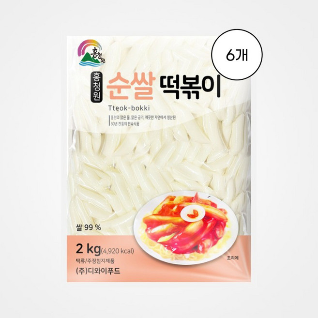 홍청원 순쌀떡볶이, 6개, 2kg