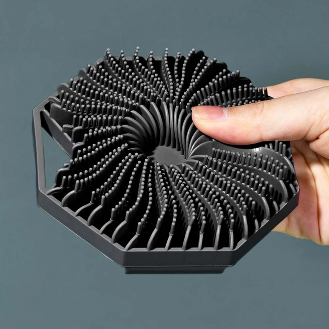 모나코올리브 헥사곤 실리콘 바디브러쉬 손잡이형, 블랙, 1개입, 1개 - 쿠팡