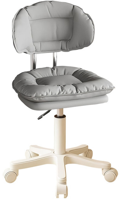 極美家居 雲朵椅 化妝椅 書桌椅 旋轉椅 美甲椅 梳妝椅 北歐椅 讀書椅 餐廳椅 臥室椅子, 1件, 【淺灰】升級雙層雲朵柔軟坐墊/降噪白滑輪, 淺灰色