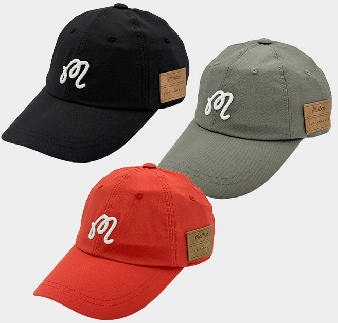 말본 골프 모자 가죽패치 포인트 베이직 볼캡, 1개, 02.카키KK