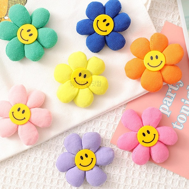 뷰레이터닷컴 스마일 데이지 플라워 패션뱃지 가방 배찌 배지 핀 브로치