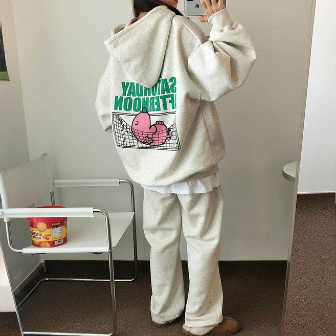 러브앤시티 남녀공용 *특양면/기모 선택* 레이즈 후드 트레이닝세트 상하세트 스트링팬츠 오버핏 빅사이즈 후드티 셋업