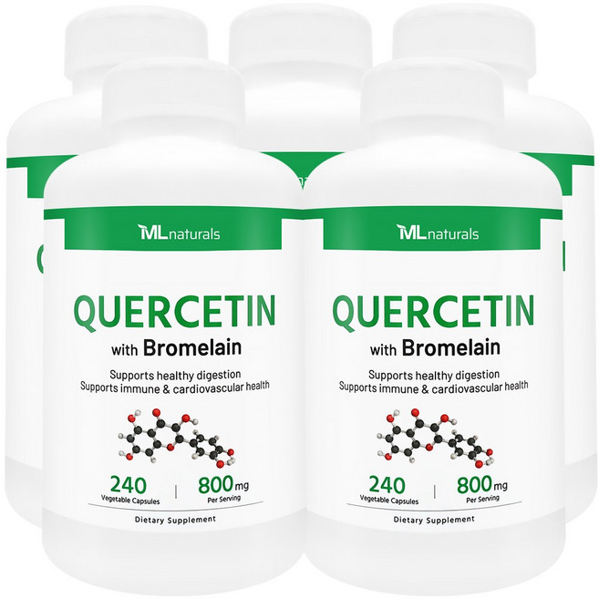 [미국번개배송] 착한명품 신제품 마이라이프 내추럴스 퀘르세틴 (순도 95%) with 브로멜라인, 5개, 240정