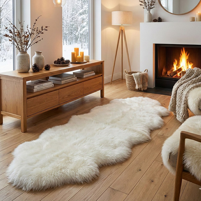 쁘띠끄 양모러그 천연 양털 카페트 (양모러그+빗 구성)