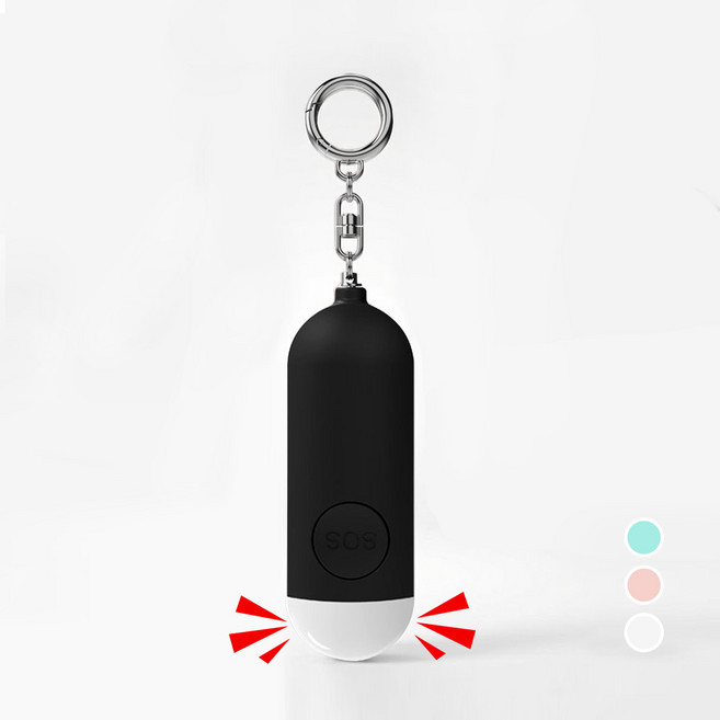 오토림 휴대용 호신 경보기 C타입 충전 130dB 고출력 LED 라이트 키링형, 1개, 블랙