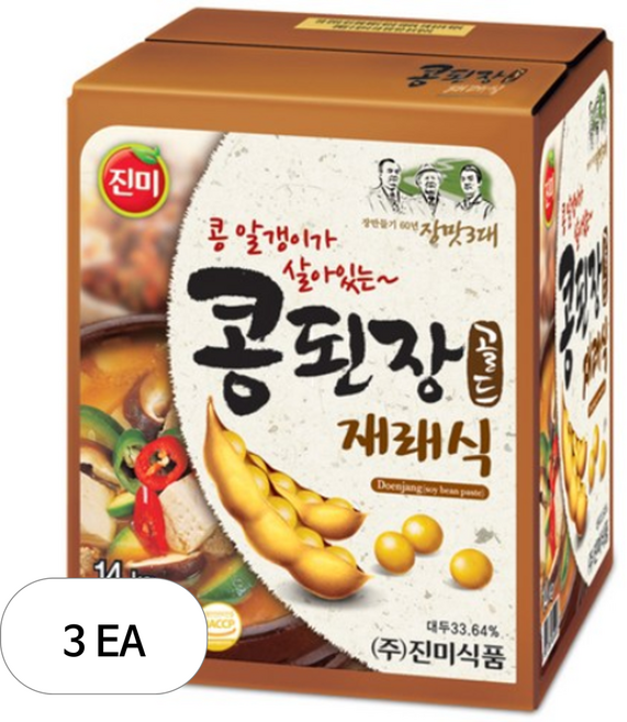 진미 콩된장 골드 재래식, 14kg, 3개