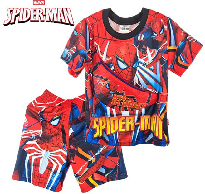 정품 마블 스파이더맨 옷 가방 아동 반팔 반바지 상하복