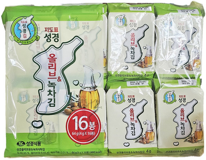지도표 성경김 올리브 식탁김 4g x 16봉, 64g, 1개