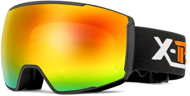 潛鯨 滑雪吸磁雪鏡 雙曲球面滑雪面鏡 單雙板通用, 1個, 晚霞紅