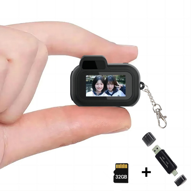 프리라이프 휴대용 고화질 레트로 미니 카메라 초소형 감성 브이로그 바디캠 32GB + 카드 리더기, Z4