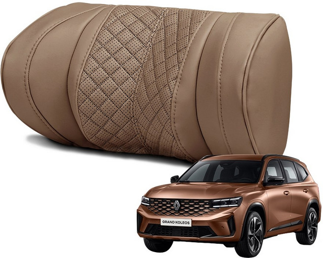 루젠 그랑 콜레오스 목쿠션 차량용 목베개 헤드레스트, 1개, 라이트브라운