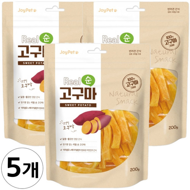 조이펫 강아지간식 리얼 순 고구마 200g, 5개