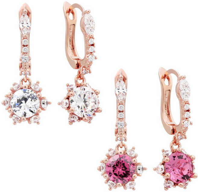 여성용 스와로브스키 크리스탈 컬러 스톤 금 침 원터치 쥬벤스 이어링 14K JR397 + 케이스