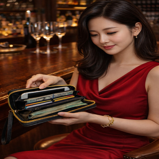 살림널스정량 은행통장지갑 가죽 케이스