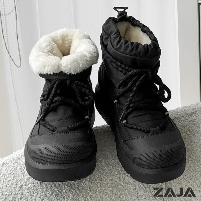 ZAJA 남자 방한화 겨울 퍼부츠 캐주얼 미끄럼 방지 기모 패딩 부츠