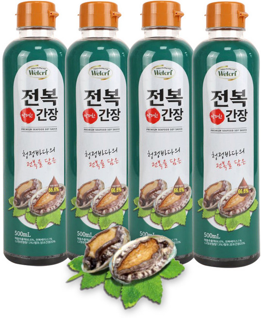 웰크리 전복 간장 500mlx4개 어간장 만능 맛간장 선물세트 추석 명절, 4개, 500ml