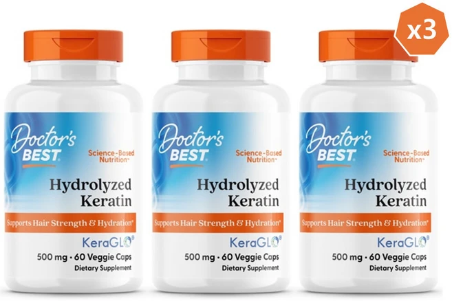 닥터스베스트 가수분해 케라틴 Hydrolyzed Keratin 500mg 베지캡슐 60정 x3, 1정, 1개 - 쿠팡