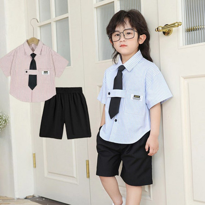 슈슈아리 베리웰 스트라이프 정장 아동 남아 저학년 여름셔츠 반바지 하객룩 데일리룩