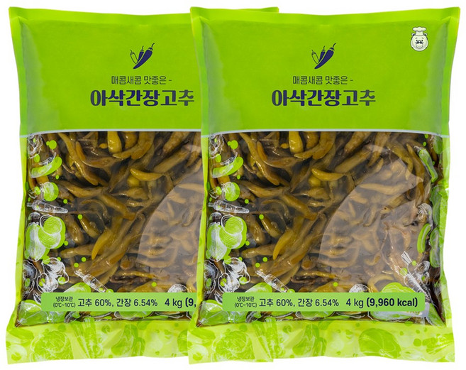 곰테이블 아삭한 간장 고추장아찌, 4kg, 2개