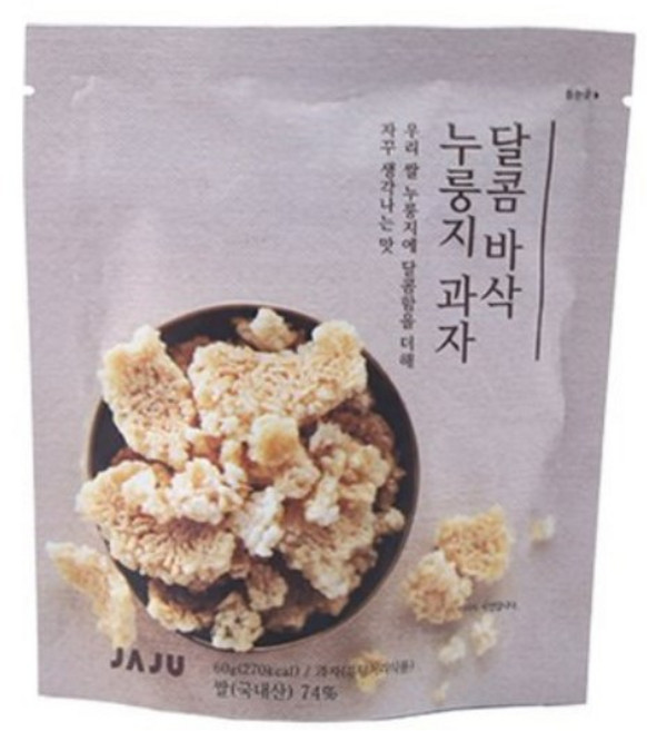[JAJU/자주] 달콤바삭 누룽지과자 60g, 3개