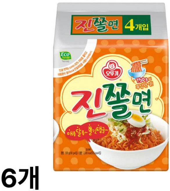 오뚜기 진짜쫄면, 600g, 6개