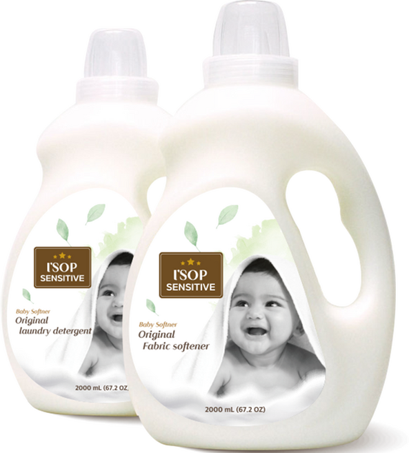 아이솝 센서티브 세제 무향 2L + 섬유유연제 베이비파우더향 2L 유아세제 세트, 1세트