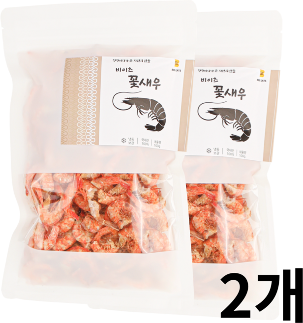 [100% 국내산] 비이츠 군산 앞바다 꽃새우 두절 건새우, 2개, 100g