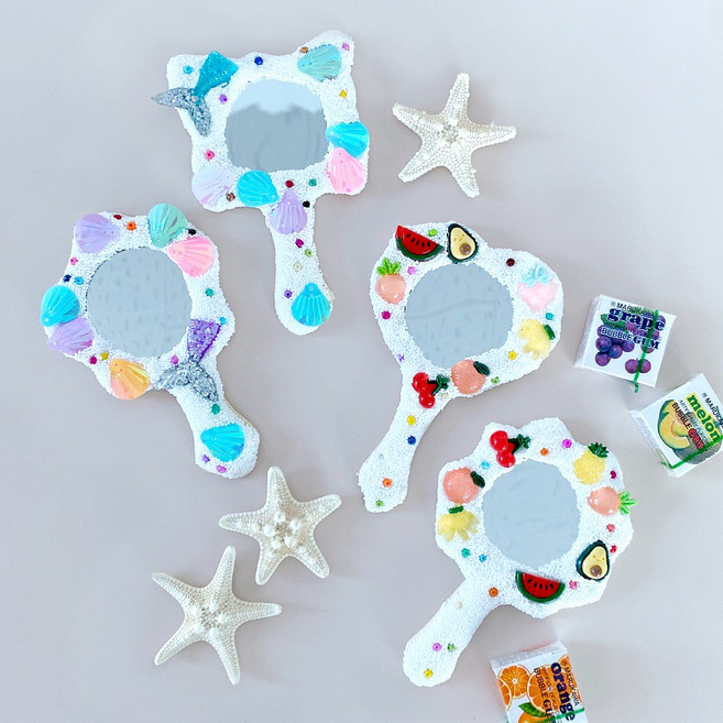 키움박스 폼폼 클레이 손거울 만들기 세트 4인용 2종, 폼폼바다손거울세트