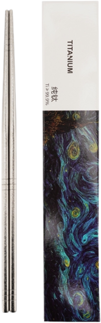 SNOWROCK TITANIUM 冰花純鈦筷 22.8公分 中空隔熱 防滑方形筷尾 多彩選擇, 1個, 冰花銀, 冰花銀, 冰花筷子