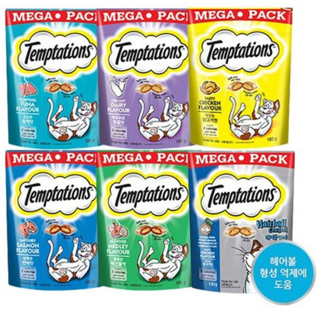 고양이간식 템테이션 메가팩 160g(대용량), 혼합, 160g, 6개