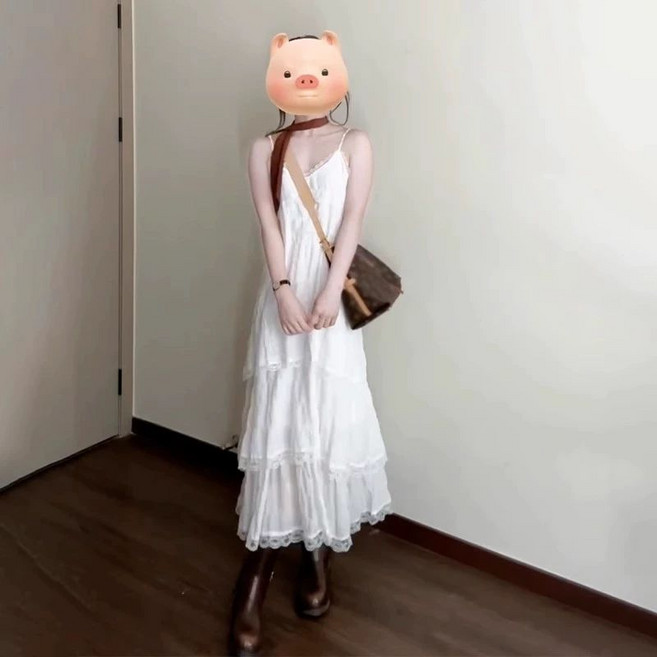 여자 화이트 민소매 롱원피스 여성 여름 휴양지 바캉스룩 여름휴가 언밸런스 캉캉 슬리브리스 리조트룩 데일리룩, 화이트 캉캉