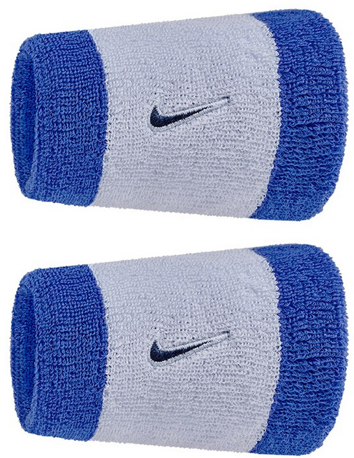 나이키 스우시 더블와이드 손목밴드, 블루그레이혼합, 2개