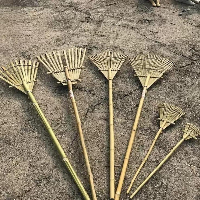 일본식 갈퀴 손잡이 텃밭 낙엽 제거 농업용 잔디 도구 관리 11갈퀴 대나무, B. 11갈퀴 대나무, 1개