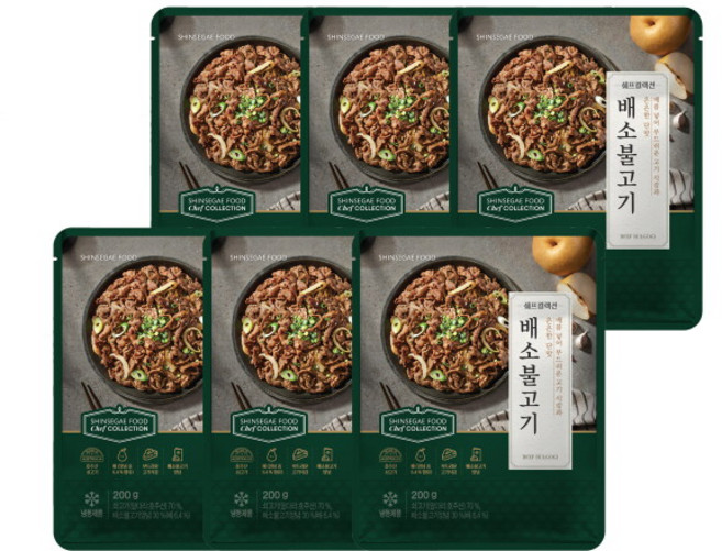 [신세계푸드(SHINSEGAE FOOD)] [쉐프컬렉션] 배소불고기 6팩 세트 (200gX6팩), 1세트, 1.2kg