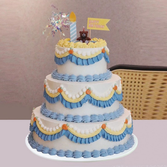 생크림 클레이 촬영 소품 케이크 2단 백일상, 1개, 블랙 피겨 서른두