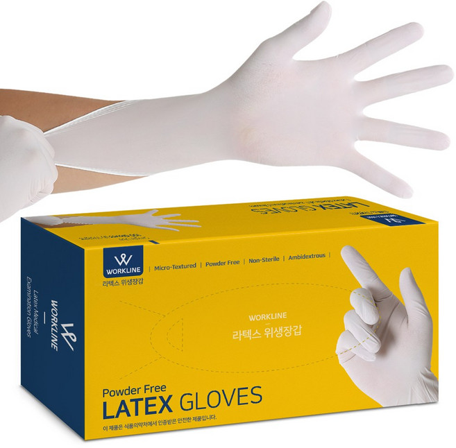 워크라인 라텍스 위생장갑, 화이트, S, 1개
