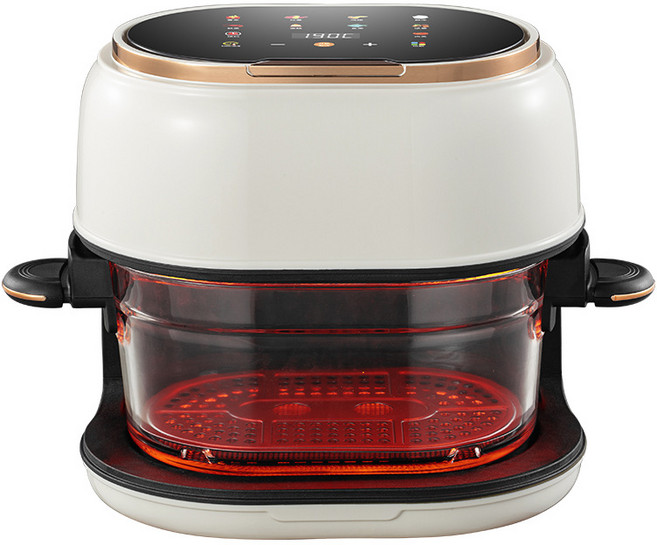 空氣炸鍋家用大容量多功能智能可視電炸鍋空氣炸鍋, 國內可用110V, 玻璃款-5L-白色