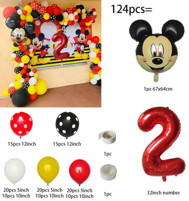 미키 생일 풍선 레드 숫자 호일 파티 장식 샤워 선물, 5. Number 2