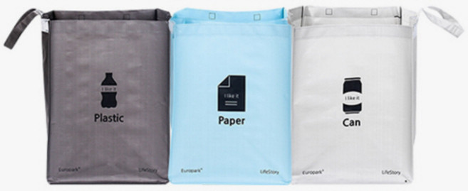 무타공마켓 심플3단 가정용 재활용분리수거함, 2개