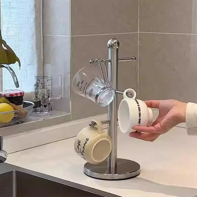 스텐 컵걸이 컵정리대 거치대 머그트리, 1개, 스테인리스