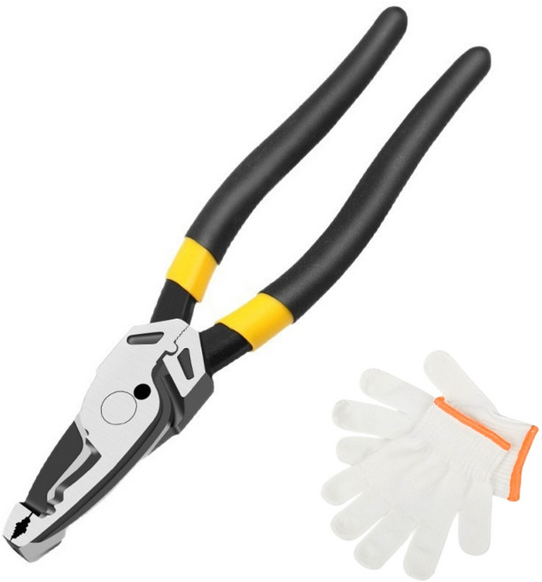 tinduo 다기능 공구 플라이어+장갑 녹슨 나사 제거 펜치 9인치, 1개