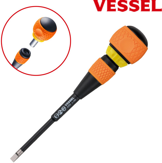 베셀 전공 라쳇드라이버 일자 드라이버 주먹라쳇 분리형 NO.2200 (-) 6x100