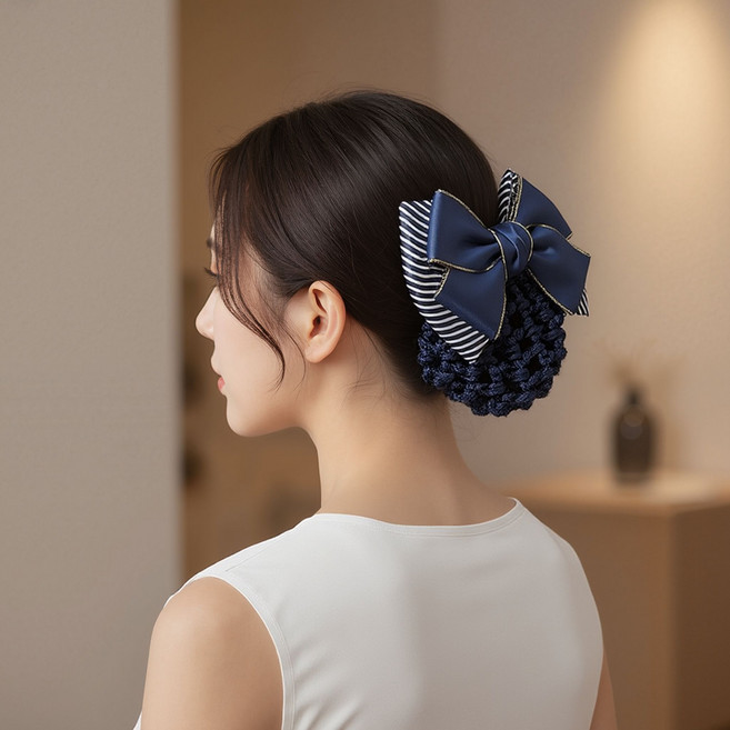 현디자인 골드엣지 리본 헤어망