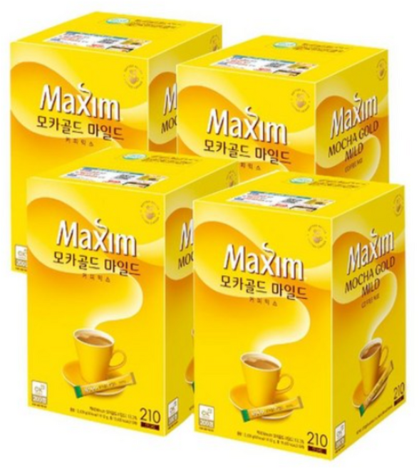 맥심 모카골드 마일드 커피믹스, 12g, 210개입, 4박스