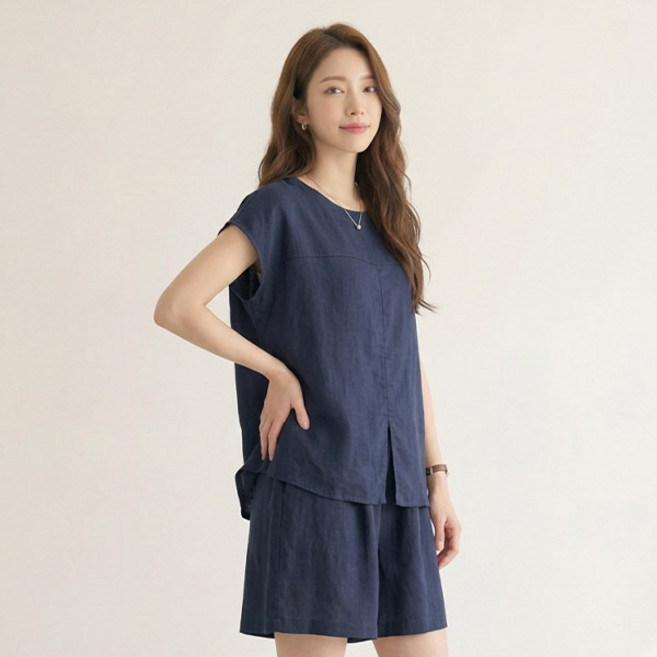 드마엘 여성 바틀렛 셔링 루즈핏 찰랑 반팔 투피스(3color)+델로나