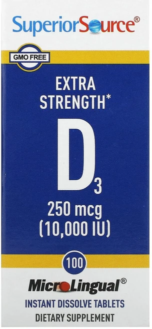 Superior Source D3 250mcg(10 000IU) 용해되는 MicroLingual 정제 100정 Source (슈페리어 소스), Superior Source, D3, 250mcg(10, 1 - 쿠팡