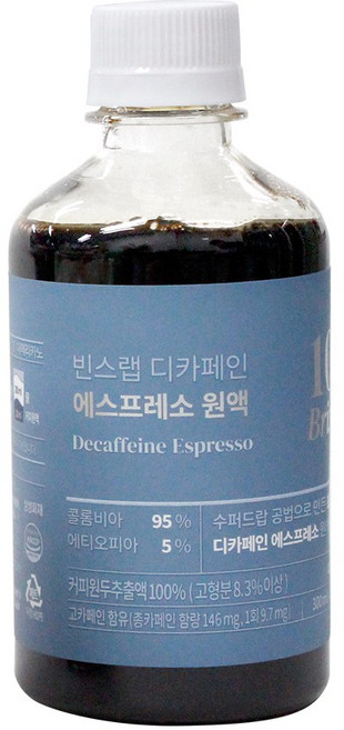 고농도(10Brix) 빈스랩 임산부커피 디카페인 에스프레소 콜드브루원액 카페라떼, 300ml, 3개, 1개입