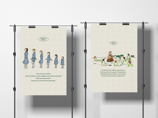 [라이프에디트] 사운드 오브 뮤직 패브릭 포스터 4종 #뮤지컬을일상으로 #카페인테리어, 폰트랩아이들