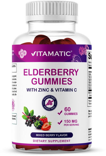 비타민 C와 아연이 함유된 비타민 엘더베리 구미, 1개, 60회분