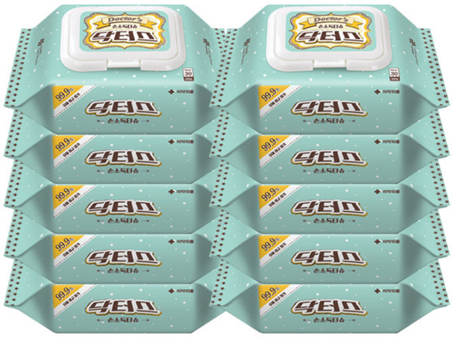 닥터스 손소독티슈 캡형 물티슈, 30매, 10개